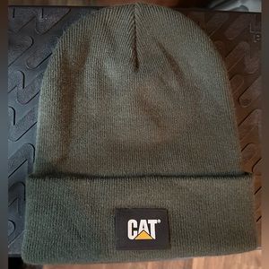 CAT olive green cuff beanie